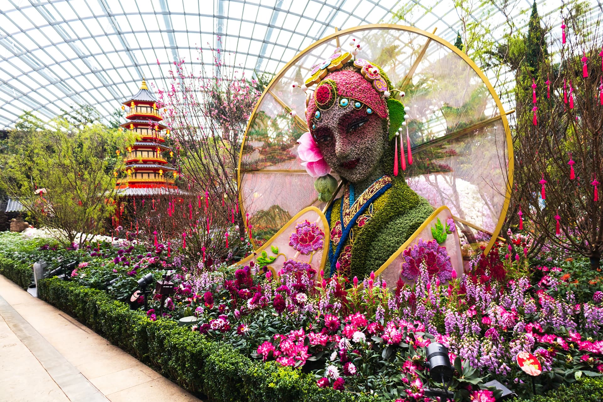 Floral installation at Flower Dome garden, Gardens by the Bay